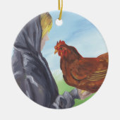 チキン付きガールオーナメント セラミックオーナメント (正面)