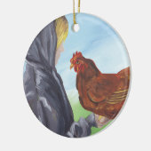 チキン付きガールオーナメント セラミックオーナメント (左)
