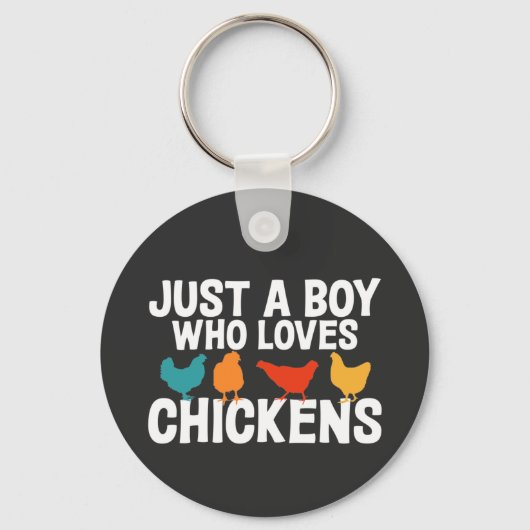 チキン好きのチキンを愛すおもしろいる少年 キーホルダー (正面)