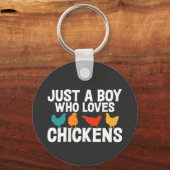 チキン好きのチキンを愛すおもしろいる少年 キーホルダー (正面)