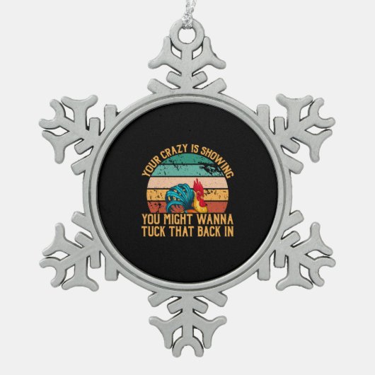 チキン好き |タックしたい スノーフレークピューターオーナメント (正面)