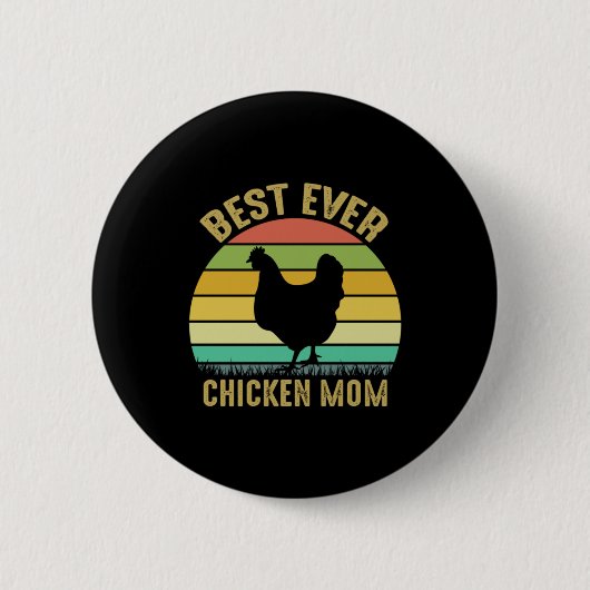 チキン好き | Ever 最高の Chicken Mom 缶バッジ (正面)