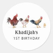 チキン子供の誕生日党の好意 ラウンドシール (正面)