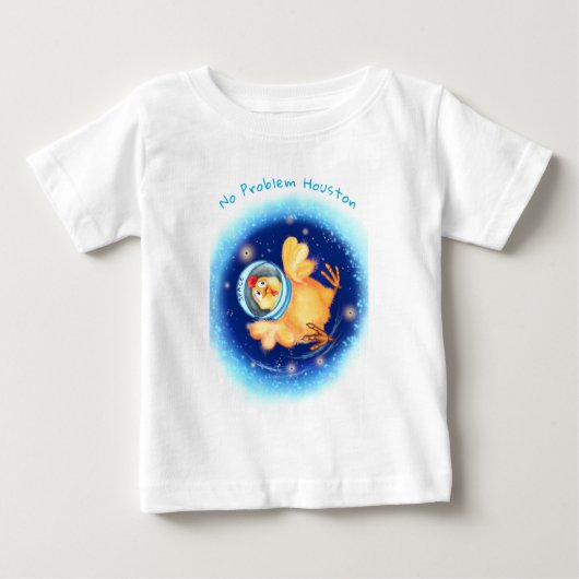 チキン宇宙飛行士ベビーTシャツ漫画カスタム文字 ベビーTシャツ (正面)