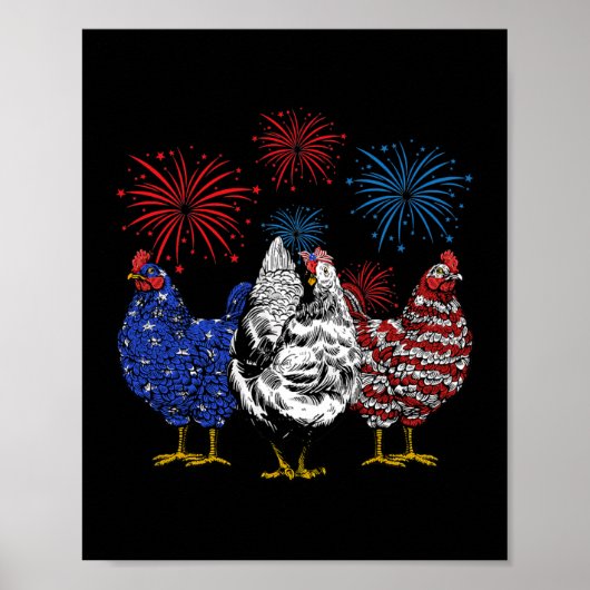 チキン愛国的なアメリカ国旗7月チキン ポスター (正面)