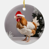 チキン愛好家クリスマスヘンの所有者の家禽飼育者 セラミックオーナメント (裏面)