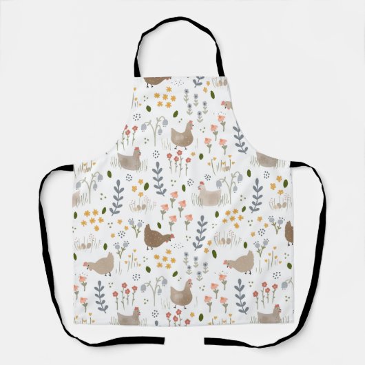 チキン愛好家ファルミヤードアニマルかわいらしフローラ エプロン (正面)
