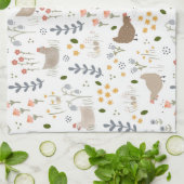 チキン愛好家ファルミヤードアニマルかわいらしフローラ キッチンタオル (折り畳み)