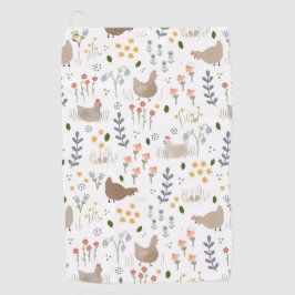 チキン愛好家ファルミヤードアニマルかわいらしフローラ ゴルフタオル