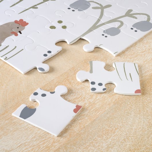 チキン愛好家ファルミヤードアニマルかわいらしフローラ ジグソーパズル (側面)