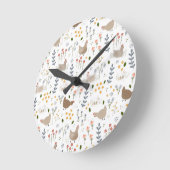 チキン愛好家ファルミヤードアニマルかわいらしフローラ ラウンド壁時計 (傾斜)