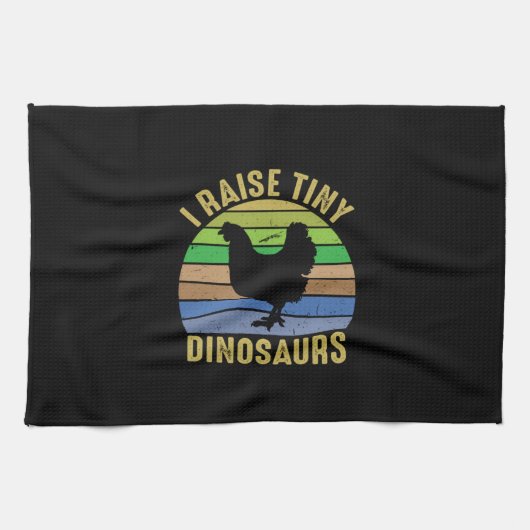 チキン愛好家 |小さな恐竜を育てる キッチンタオル (横)