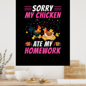 チキン愛好家 |私のチキン食べの宿題 ポスター (キッチン)