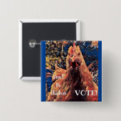 チキン投票するな！スクエアボタン 缶バッジ (正面&裏面)