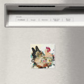 チキン混合メディアアートコラージマグネット マグネット (インサイチュ (食洗機))