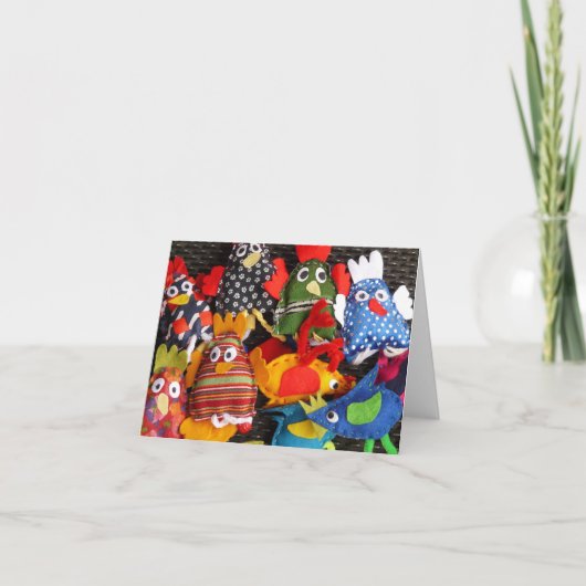 チキン熱狂するフィンガーパペットクラフトノテカード カード (正面)