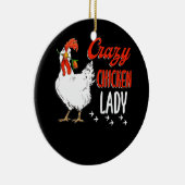 チキン熱狂するレディーウィメンズ農業農家 セラミックオーナメント (右)