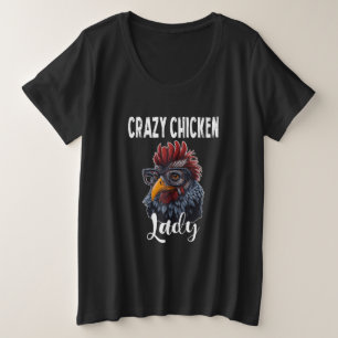 チキン熱狂するレディーシャツ女性かわいいファーム プラスサイズTシャツ