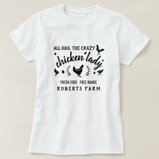 チキン熱狂するレディーヘンカントリーカスタムファーム Tシャツ (デザイン正面)