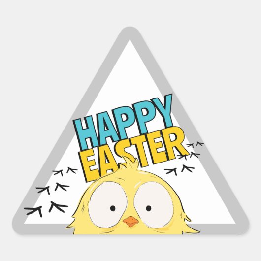 チキン熱狂する1羽！シール 三角形シール (正面)