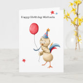 チキン祝ミニマルパーソナライズされた カード (黄色い花)