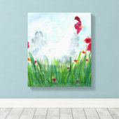 チキン素朴と花 キャンバスプリント (インサイチュ (ウッドフロア))