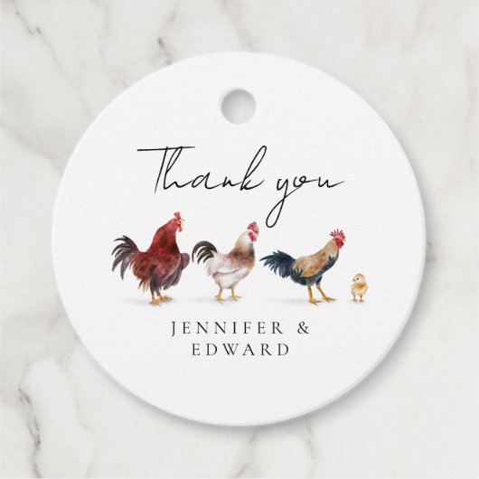 チキン素朴の結婚お礼メッセージカード フェイバータグ (正面)