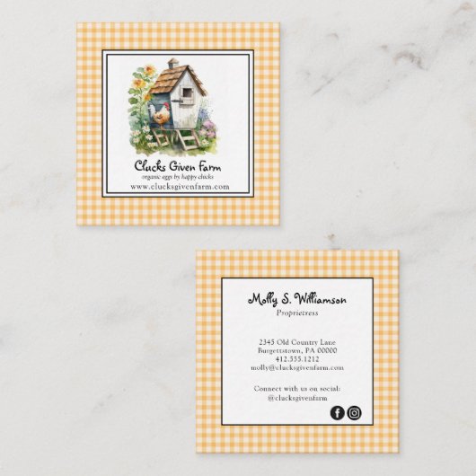 チキン素朴クープファーム生卵 スクエア名刺 (正面/裏面)