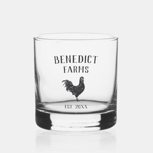 チキン素朴グパーソナライズされたファーム名 ウイスキーグラス (正面)