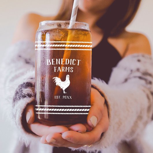 チキン素朴グパーソナライズされたファーム名 ガラス缶