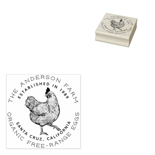 チキン素朴スケッチ |カスタムファミリーエッグファーム ラバースタンプ (押印)