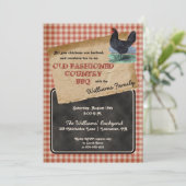 チキン素朴バックヤードクックアウトBBQピクニック 招待状 (スタンド正面)