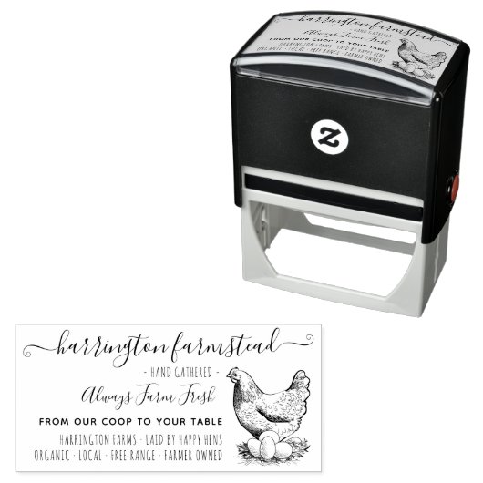 チキン素朴ファミリーファーム生卵カートン セルフインキングスタンプ (インサイチュ)