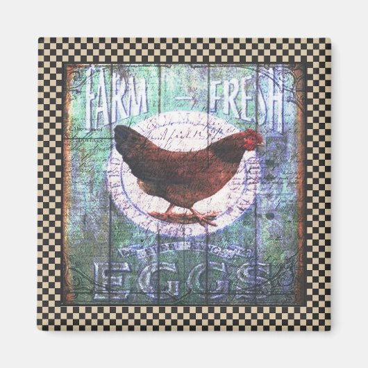 チキン素朴ファームフレッシュエッグスエフエマラ マグネット (正面)