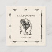 チキン素朴ファームロゴ四角ビジネスカード スクエア名刺 (正面)