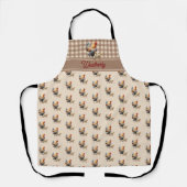 チキン素朴モノグラムの国チェック |名前 エプロン (正面)