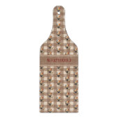 チキン素朴モノグラムの国チェック |名前 カッティングボード (正面)