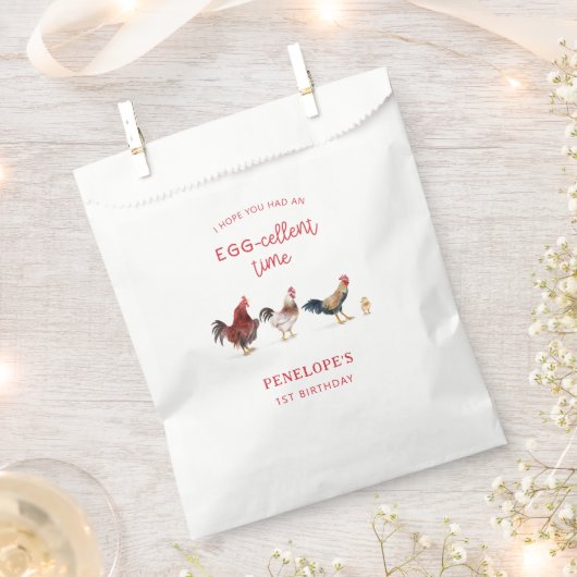 チキン素朴子供の誕生日パーティー フェイバーバッグ (クリップ留めされた状態)