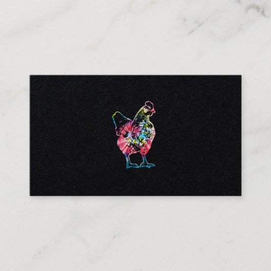 チキン絞り染めヒッピーチキン農家ファームヴィンテージ 名刺 (正面)