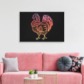 チキン華美ラインアート キャンバスプリント (インサイチュ (リビング))
