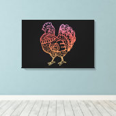 チキン華美ラインアート キャンバスプリント (インサイチュ (ウッドフロア))