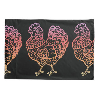 チキン華美ラインアート 枕カバー