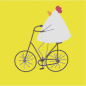 チキン誇りを持ったバイクもしくは自転車に乗る人 シール (正面)