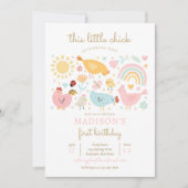 チキン誕生日リトルシック春ファームパーティー 招待状 (正面)