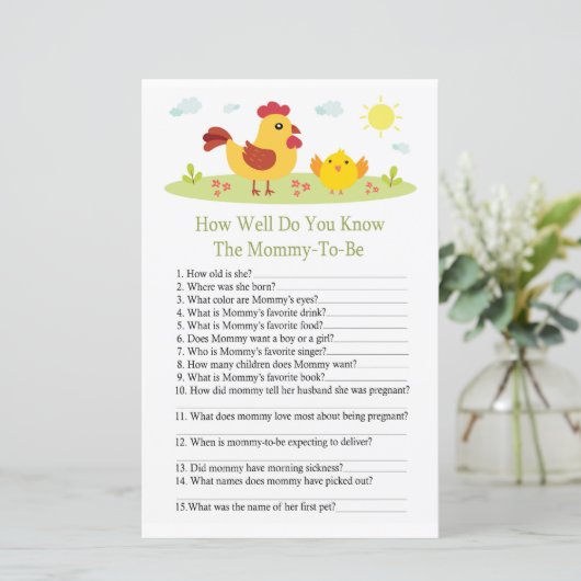 チキン赤ちゃんシャワーのゲームをどれだけ知っているか (スタンド正面)