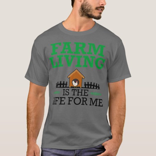 チキン農家農業ファームリビングザライフ Tシャツ (正面)