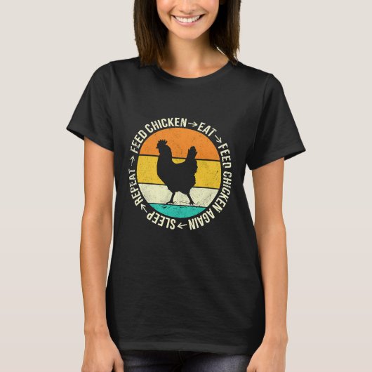 チキン食べ物を与えヴィンテージ鶏卵 Tシャツ (正面)