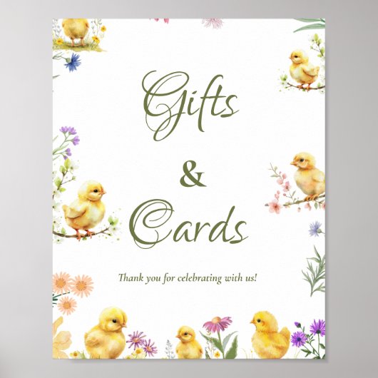 チキン1歳の誕生日このシックなギフトとカードのサイン ポスター (正面)