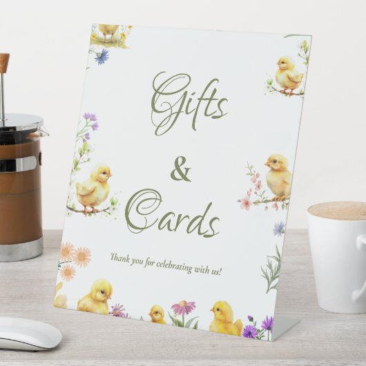 チキン1歳の誕生日このシックなギフトとカードのサイン 台座サイン (インサイチュ)