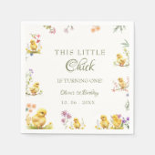 チキン1歳の誕生日このシックは1人の誕生日 スタンダードカクテルナプキン (正面)